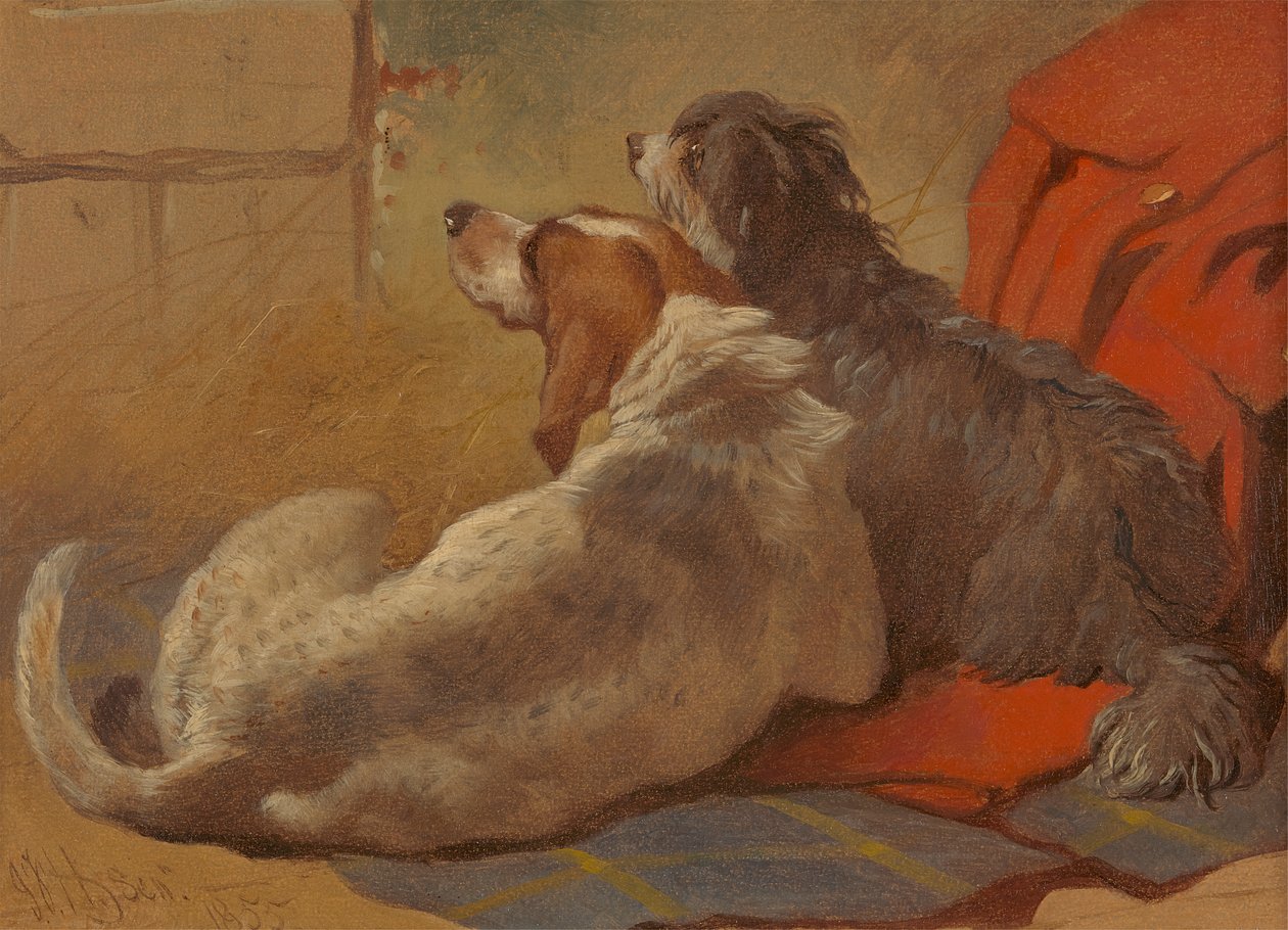 Av Ceketinin Üzerinde Oturmuş Bir Tazı ve Sakallı Kömür Ocağı by John Frederick Herring