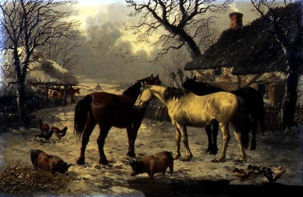Bir Kış Çiftliği Sahnesi by John Frederick Herring Jnr