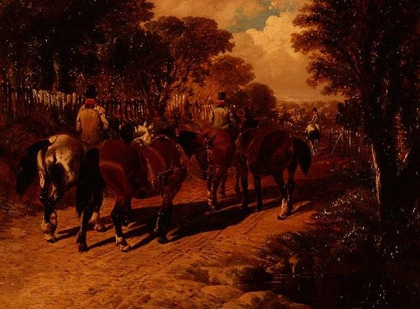 Bir Yoldaki Atlara ve Damatlara Antrenör by John Frederick Herring Jnr