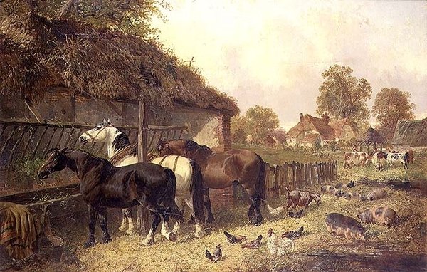 Bir Yemlikte Üç At by John Frederick Herring Junior
