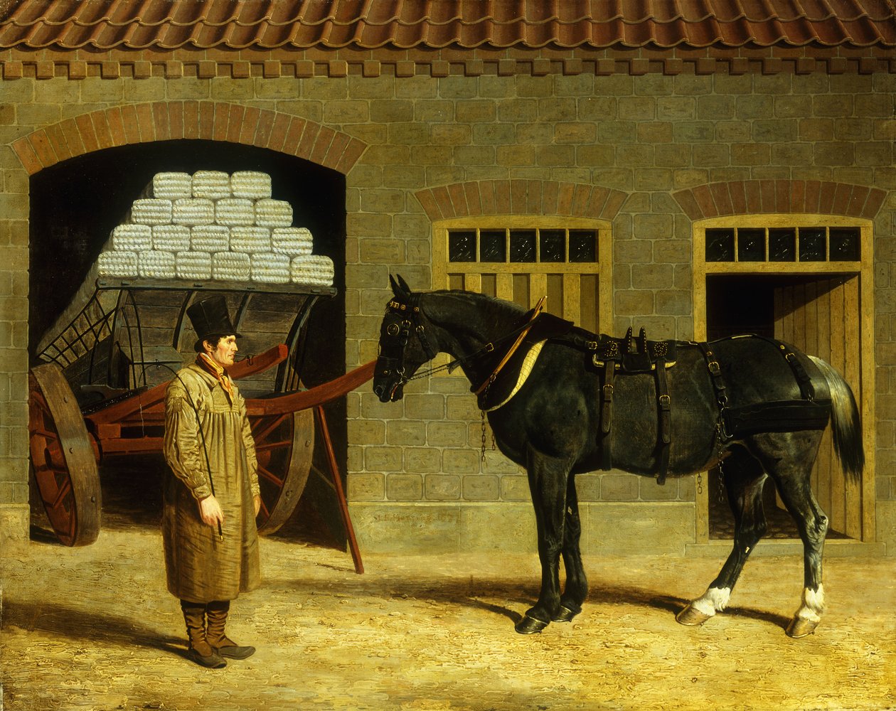Bir Ahırın Dışında Bir At Arabası ve Sürücü, 1827 by John Frederick Herring Senior