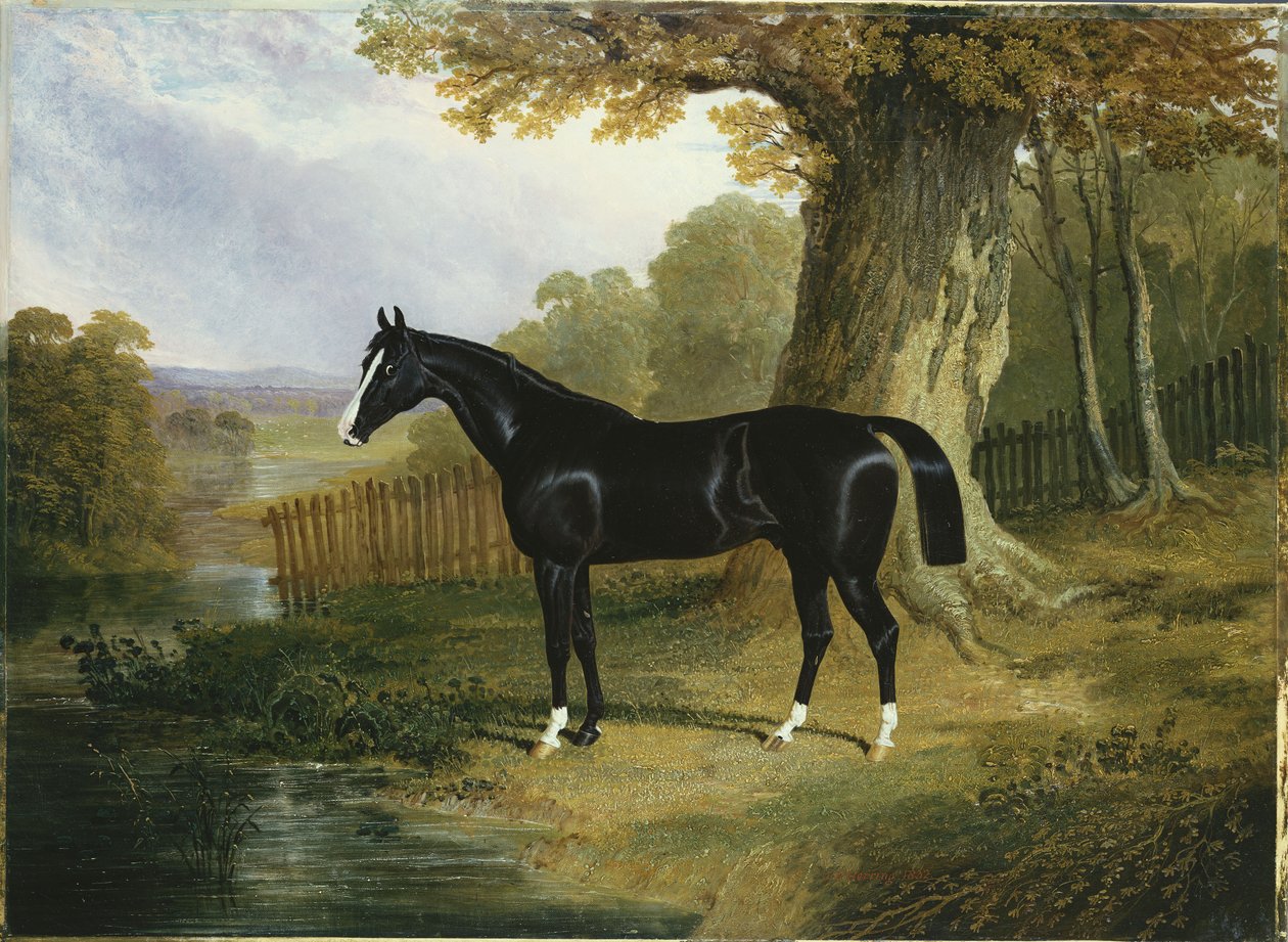 Nehir Manzarasında Karanlık Bir Avcı, 1832 by John Frederick Herring Senior