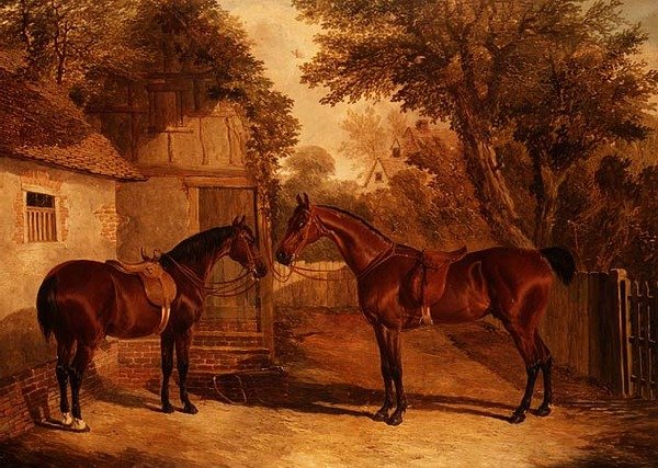 Bir Çiftlik Evi dışında Bay Hunters by John Frederick Herring Senior