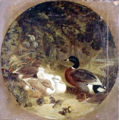 Ormanlık Nehir Manzarasında Ördekler ve Ördek Yavruları by John Frederick Herring Senior