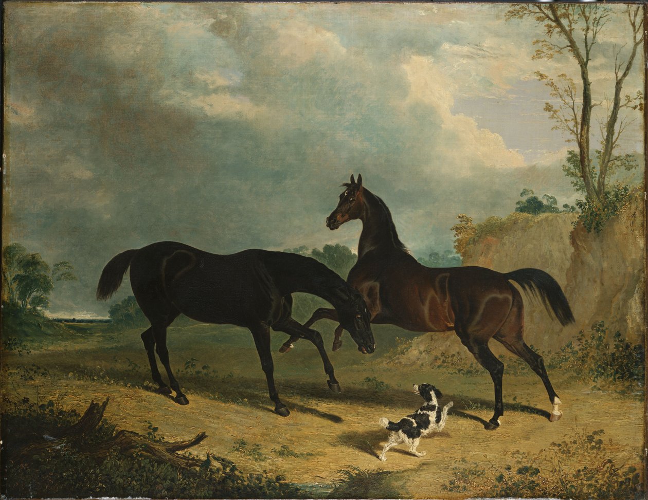 Ormanlık Bir Peyzajda Avcılar ve Bir İspanyol, 1835 by John Frederick Herring Senior
