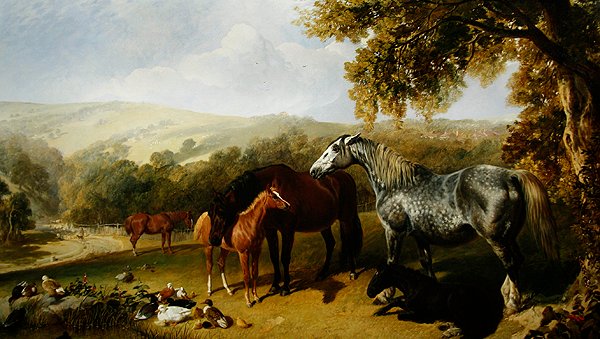 Bir Manzarada Kısraklar ve Taylar (tuval üzerine yağlı boya) by John Frederick Herring Senior
