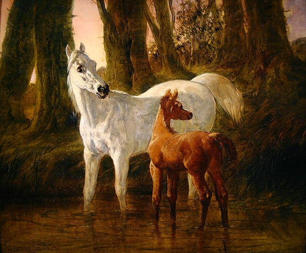 Cesaret ve Tay bir Derede sulama yaparken ürktü by John Frederick Herring Senior