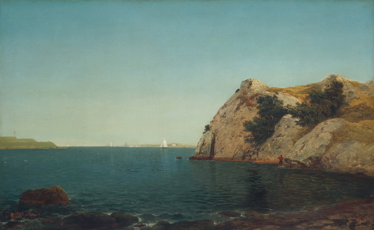 Beacon Rock, Newport Limanı, 1857. by John Frederick Kensett