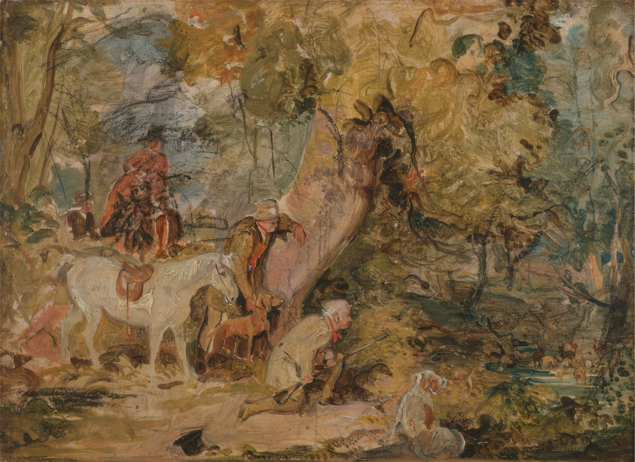 "Geyik İzleyen Ormancılar" için Bir Taslak by John Frederick Lewis