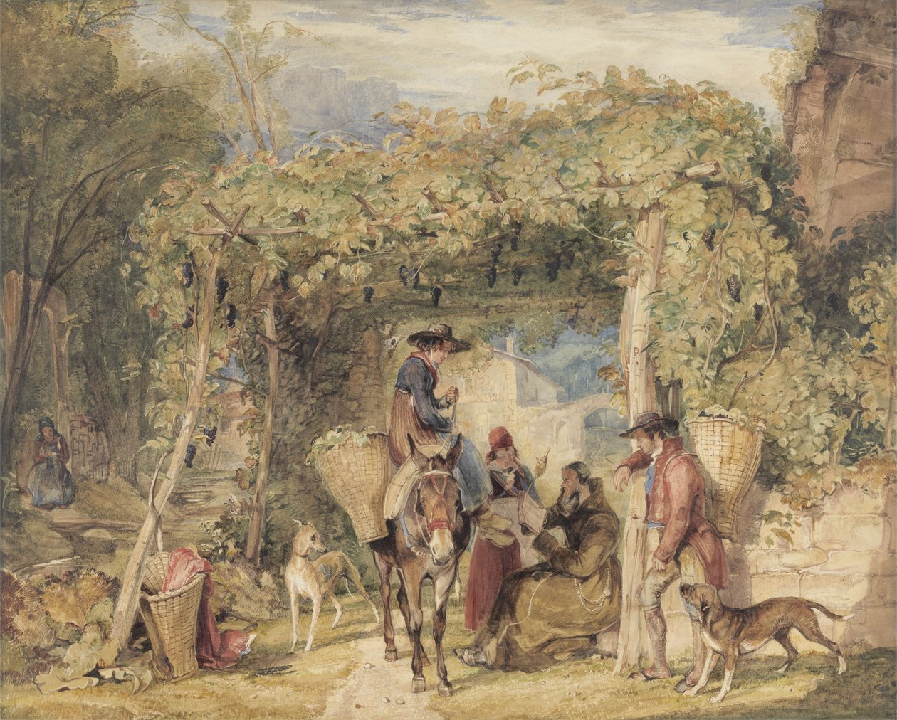Bir Bağda Figürler ve Hayvanlar, c.1829 (kağıt üzerine suluboya, guaj ve grafit) by John Frederick Lewis