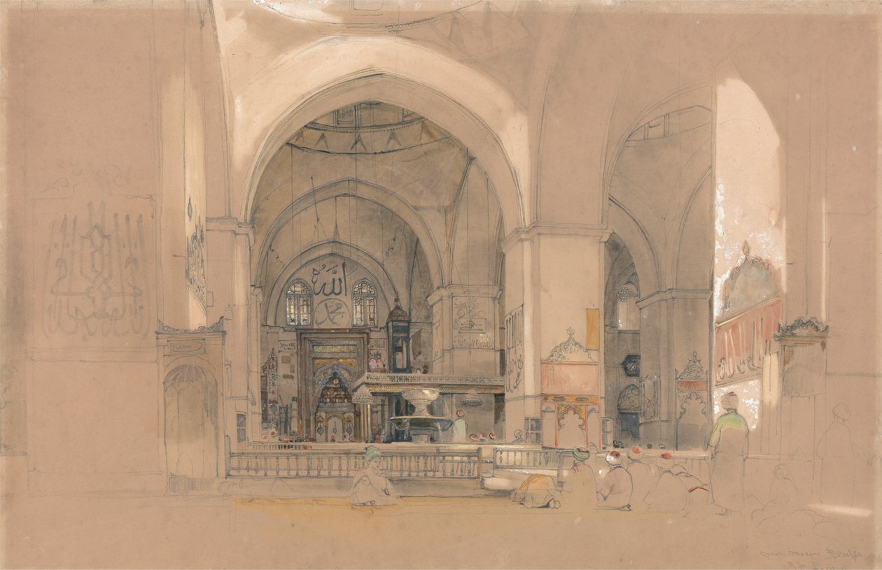 Ulucami İçi, (Ulucami) Bursa, Türkiye by John Frederick Lewis