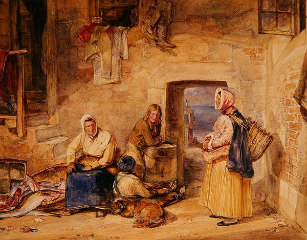 Newhaven Balıkçı Kadınlar, Edinburgh, c.1831-32 (kağıt üzerine suluboya) by John Frederick Lewis