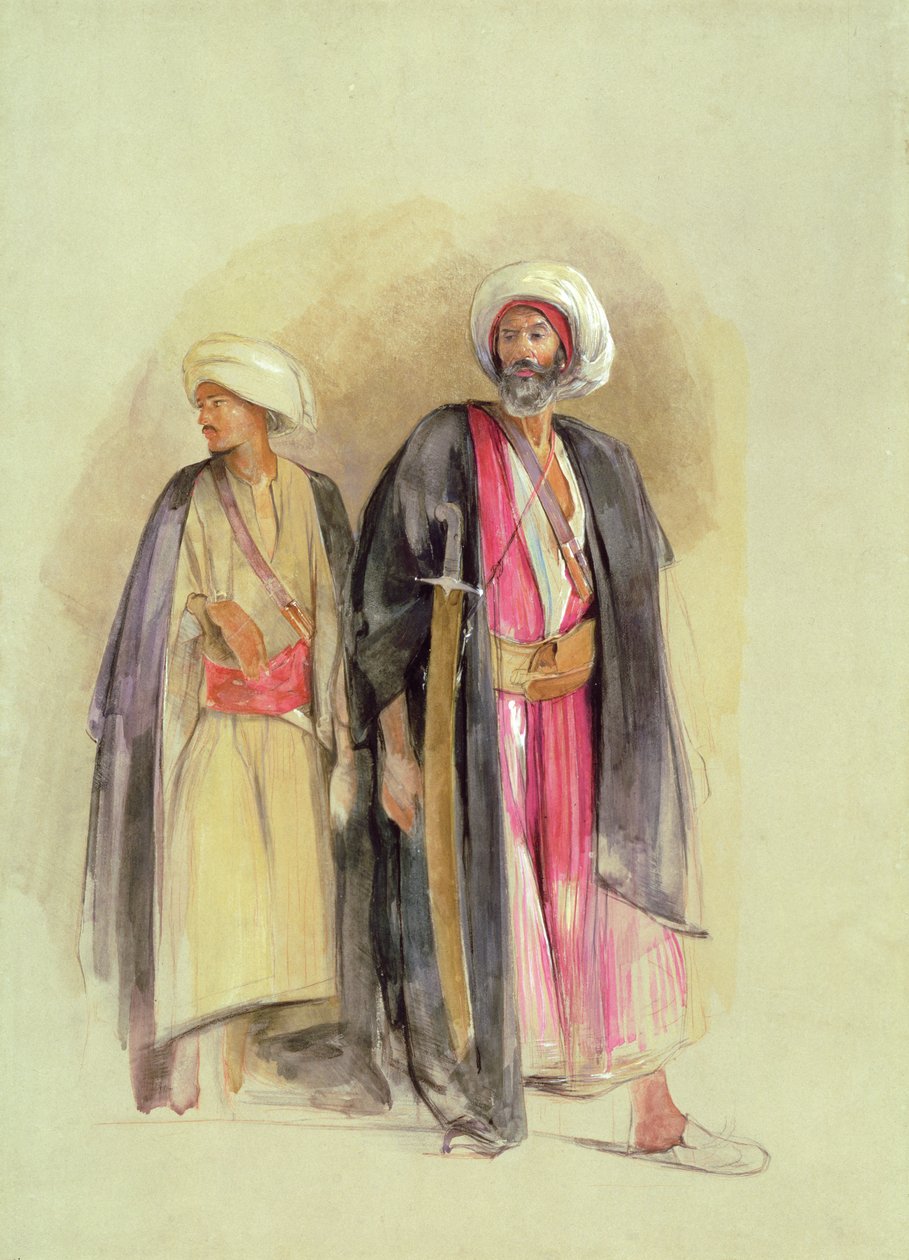 Gebel Tor ve Oğlu Şeyh Hüseyin, c.1842-43 (kağıt üzerinde wc, guaş, tebeşir ve grafit) by John Frederick Lewis