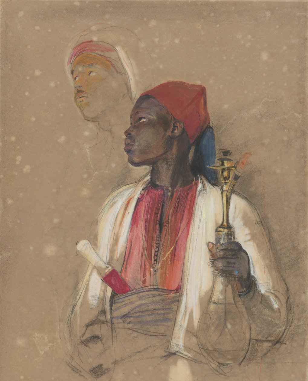 The Pipe Bearer için Çalışma, 1841-51. by John Frederick Lewis