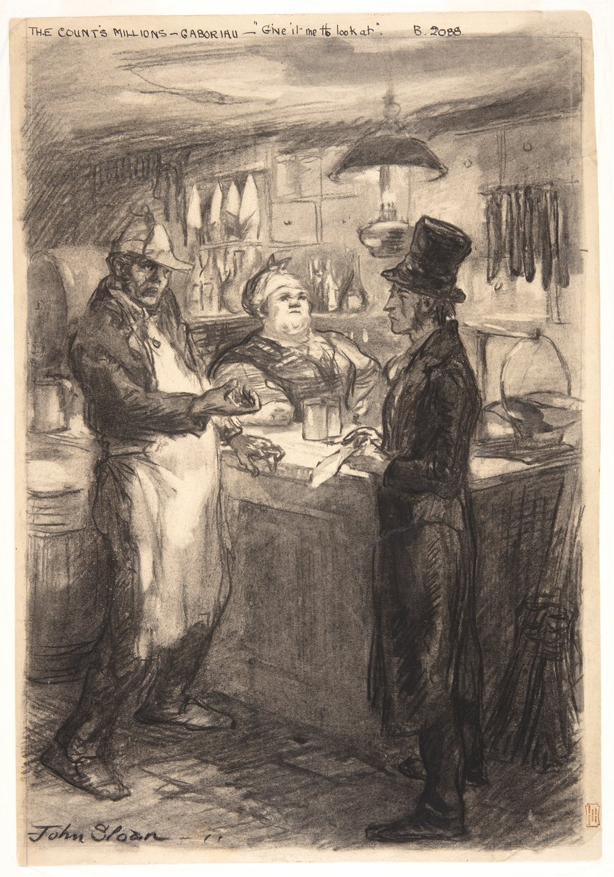 "Bu fatura nedir? Bakmam için bana ver." by John French Sloan