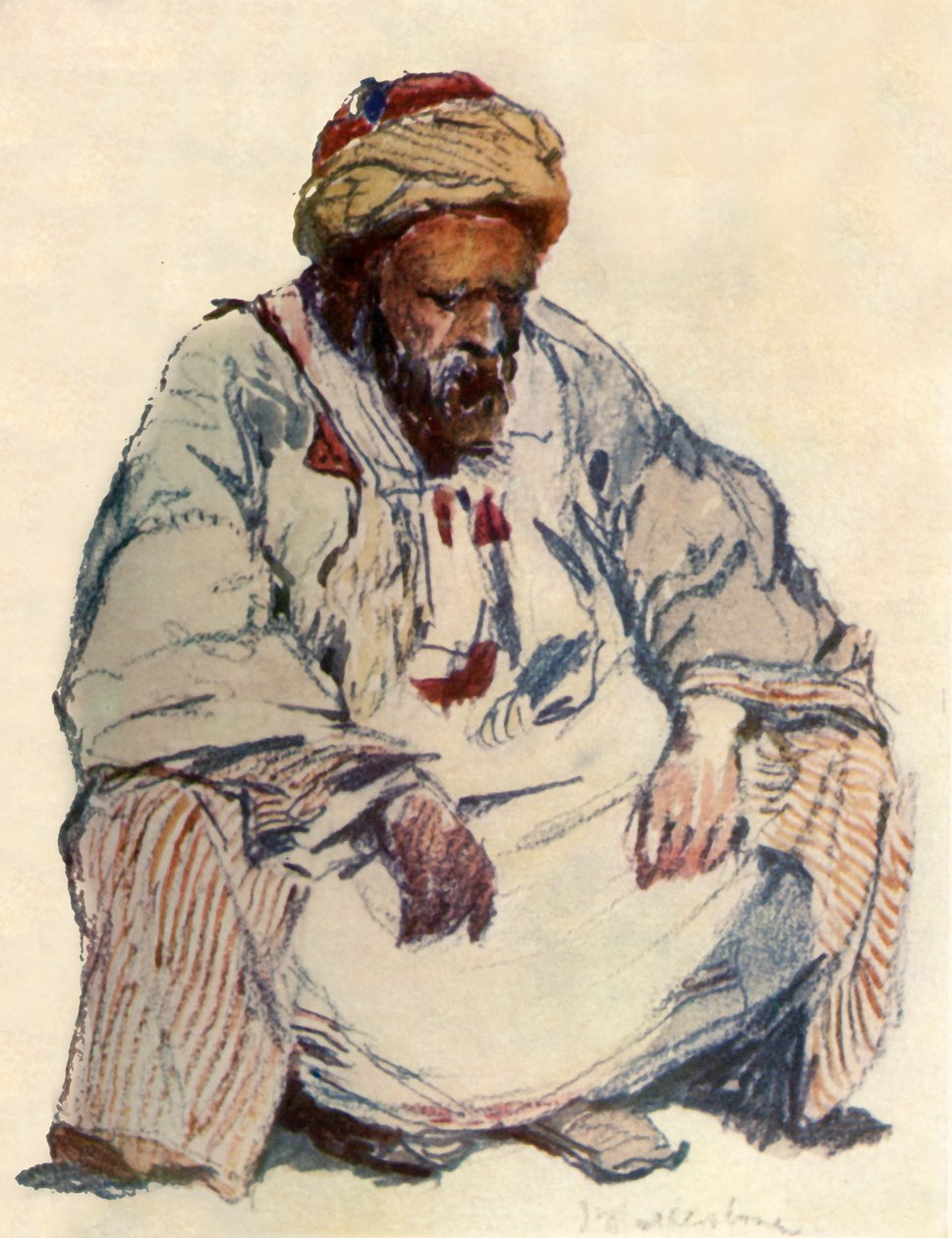 Oturan Koyun Postlu Suriye Çobanı Figürü, 1902. by John Fulleylove