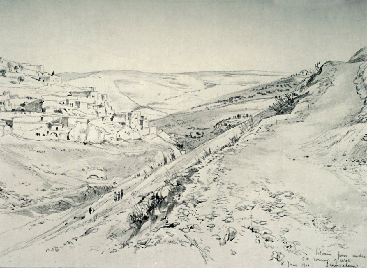 Tapınak Alanı Duvarının Güney-Doğu Köşesinin Altından Siloam, 1902. by John Fulleylove