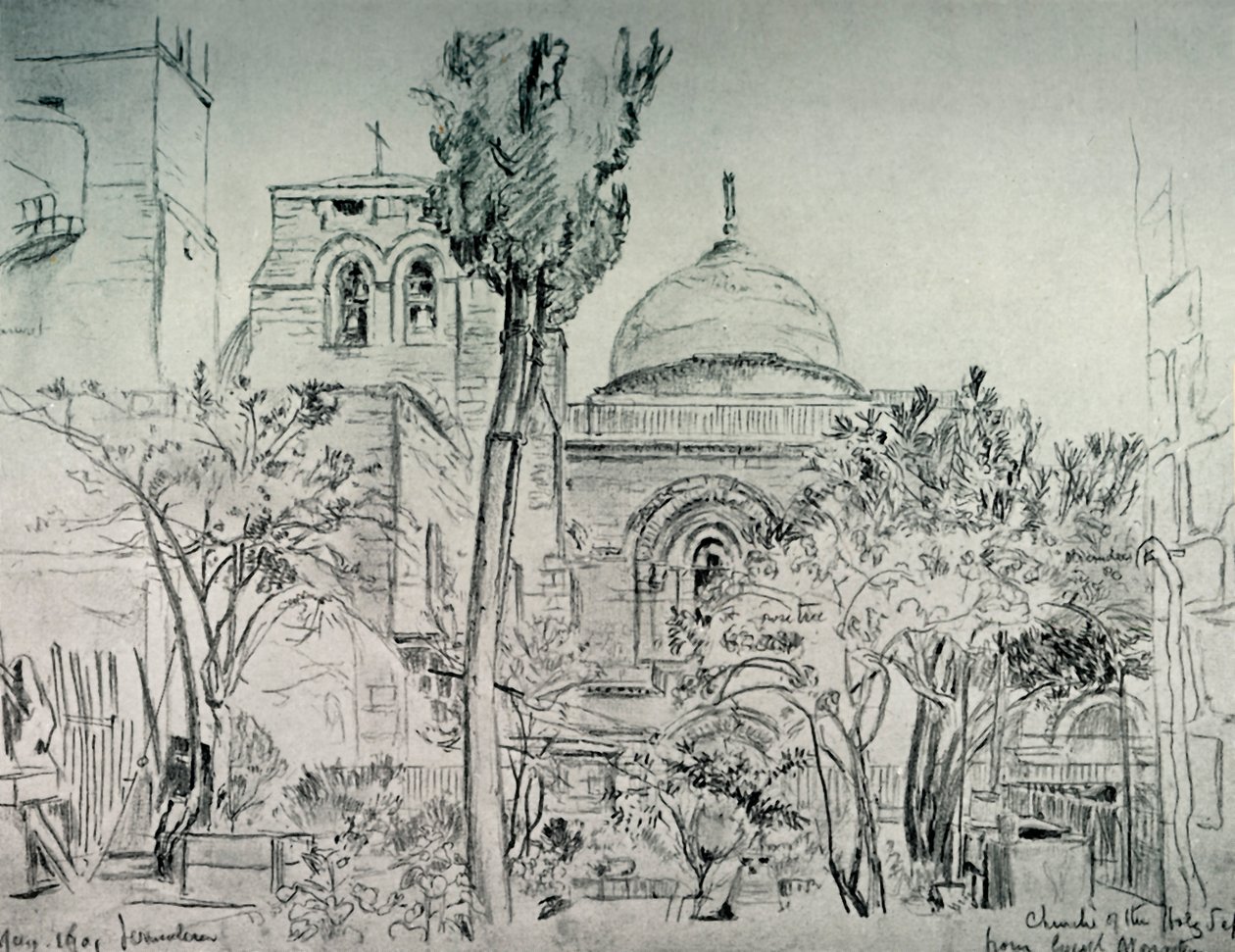 Rum Manastırı Bahçesinden Kutsal Kabir Kilisesi, 1902. by John Fulleylove