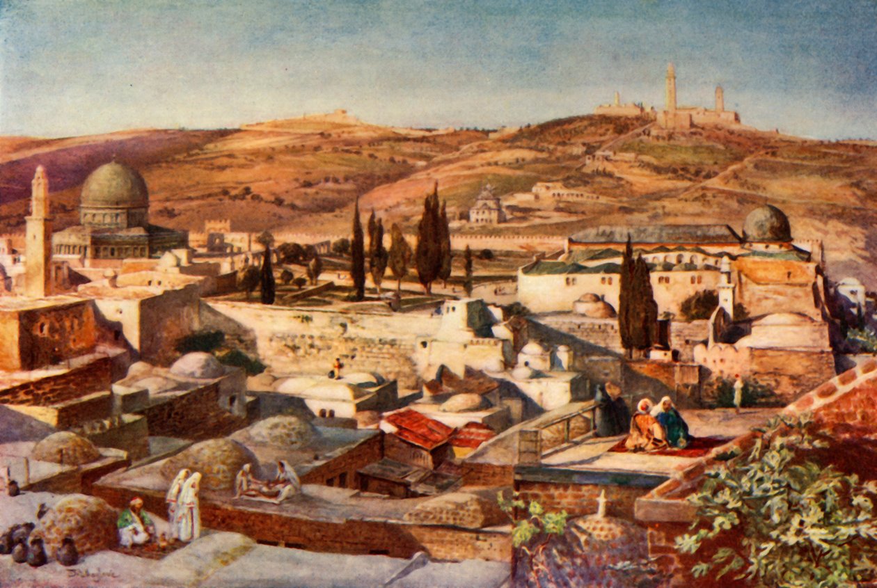 Tapınak Alanı ve Zeytin Dağı, Zion Dağı, 1902. by John Fulleylove