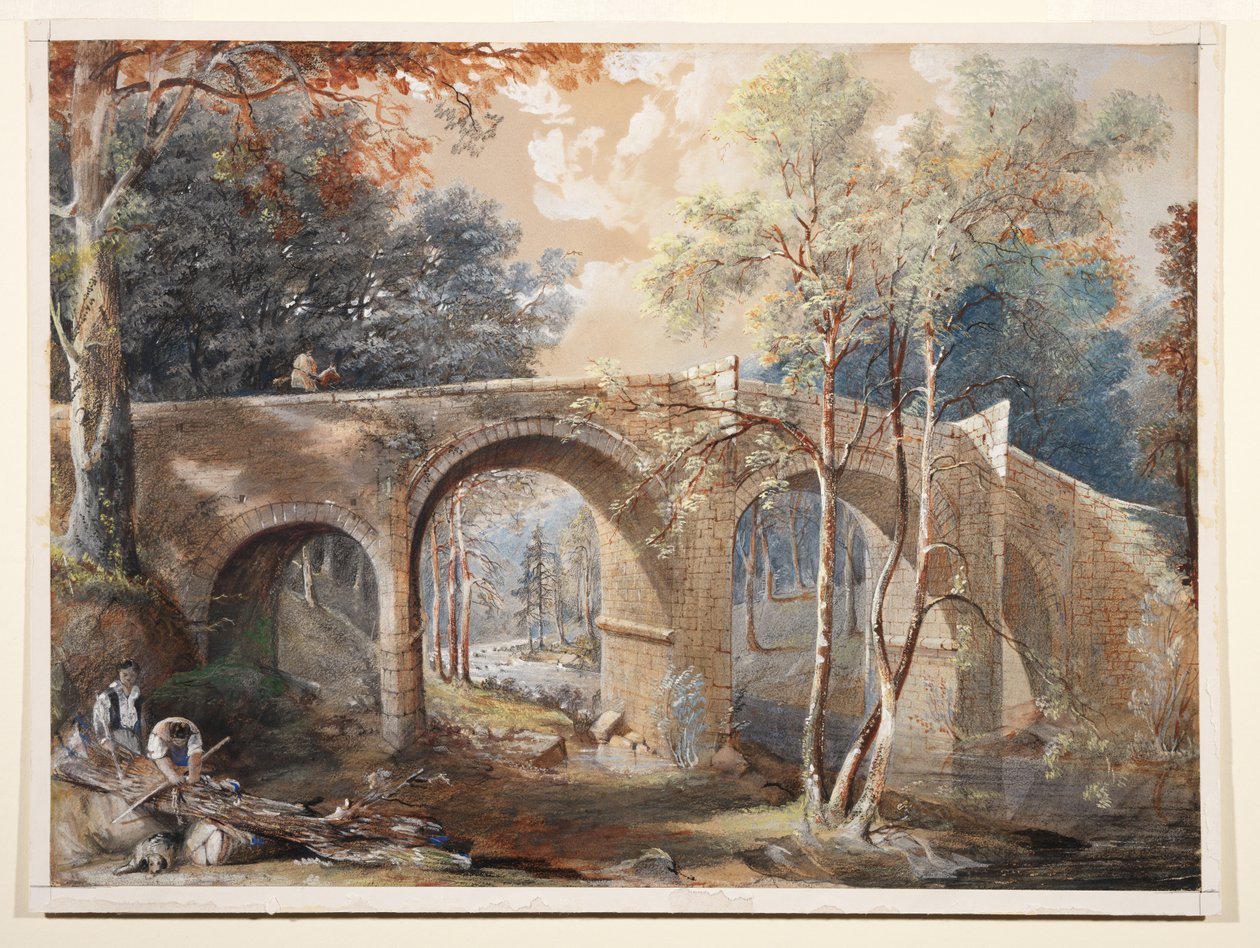 Fingle Bridge, Dartmoor'daki oduncular by John Gendall