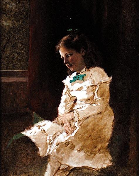 Pencerenin Yanında Genç Bir Kız by John George Brown