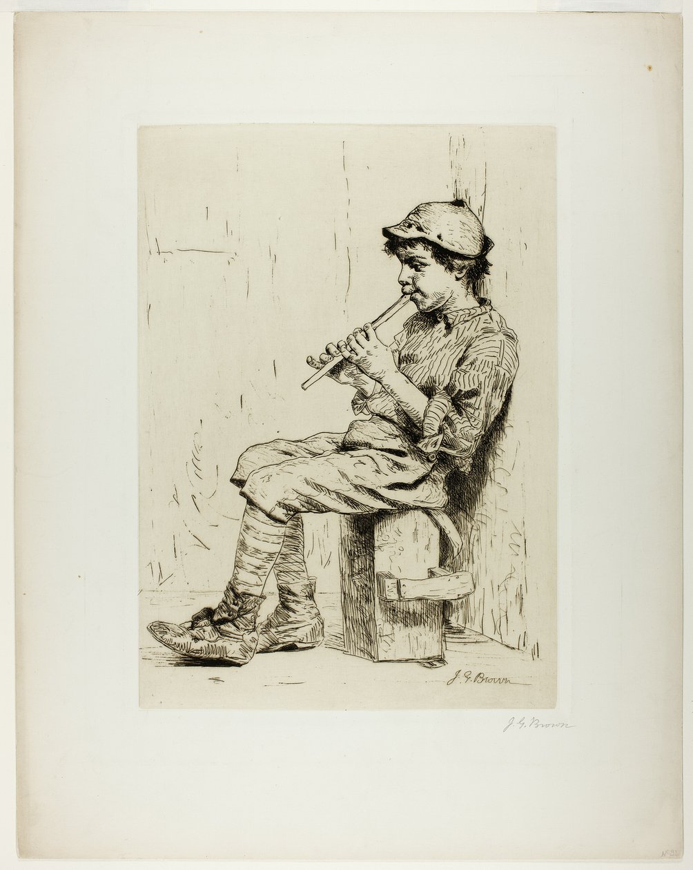 Flüt çalan çocuk by John George Brown
