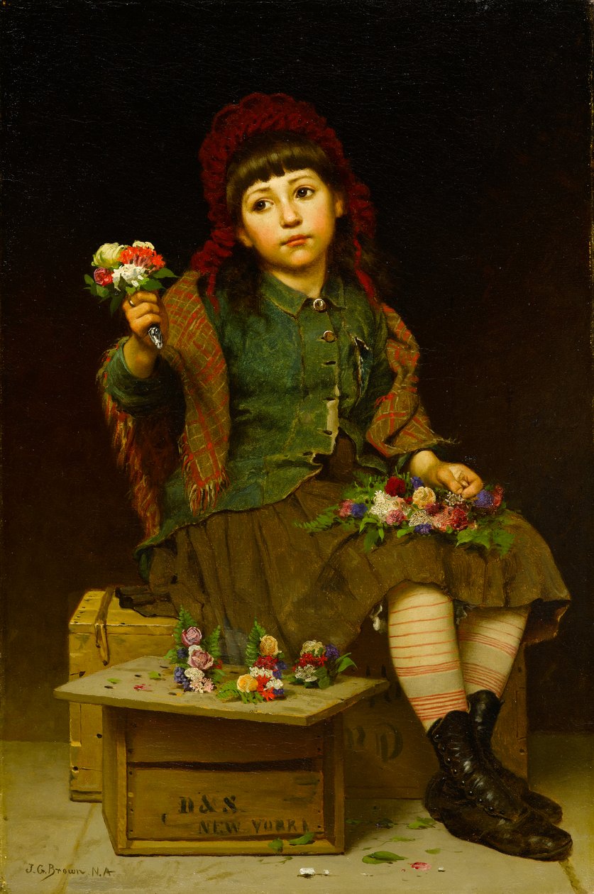Bir Posy satın alın, c.1881 (tuval üzerine yağlı boya) by John George Brown