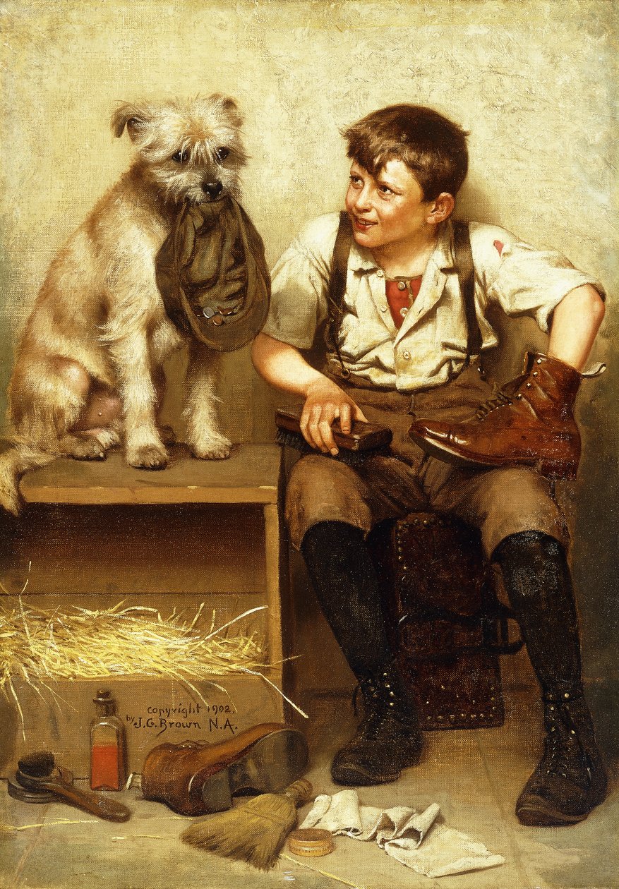 Ayakkabı boyacısı çocuk, 1902 by John George Brown