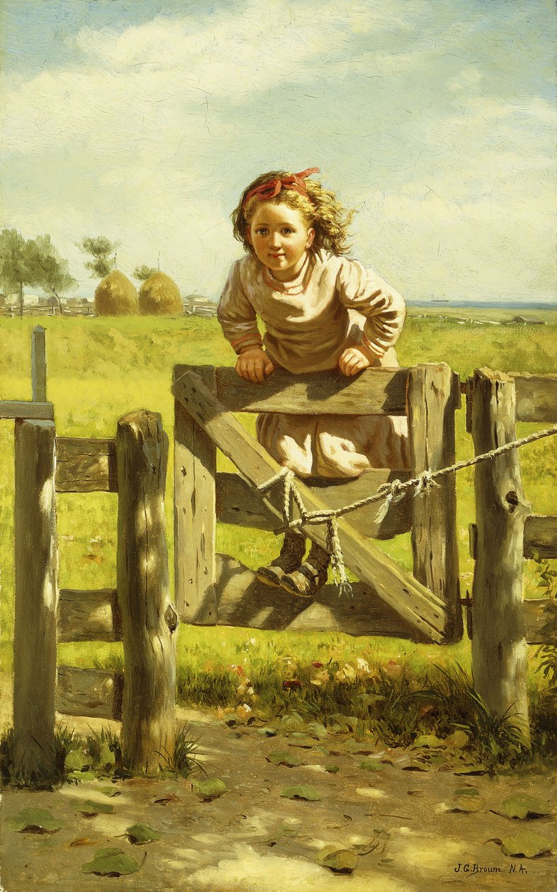 Kapıda Sallanan Genç Kız, by John George Brown