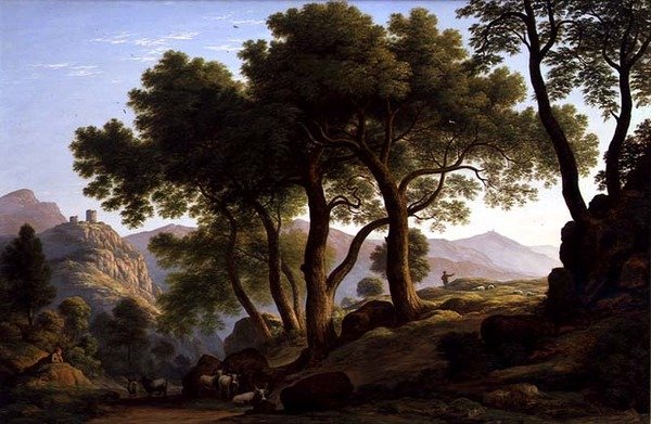 Romantik Bir Ağaçlık Manzara (tuval üzerine yağlı boya) by John Glover