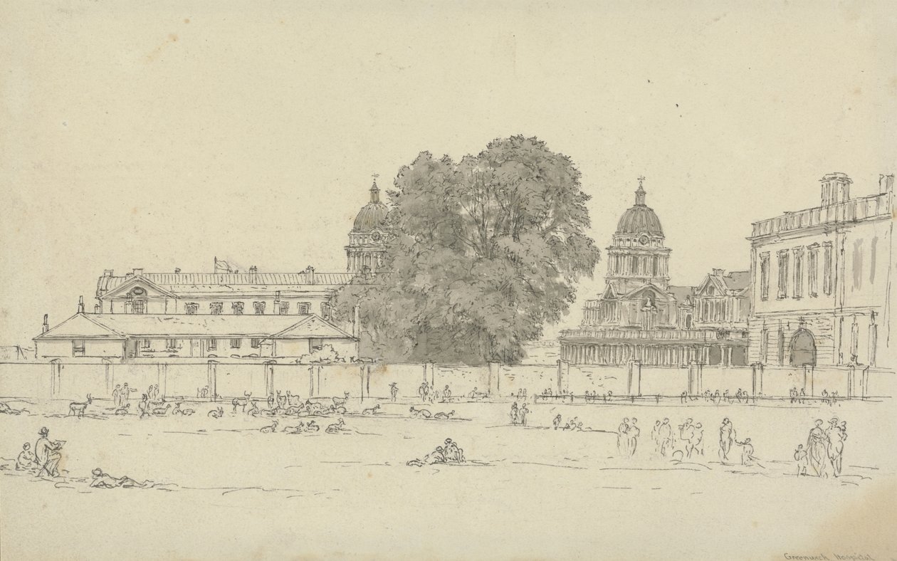 Greenwich Hastanesi (kağıt üzerinde mürekkep ve yıkama) by John Glover