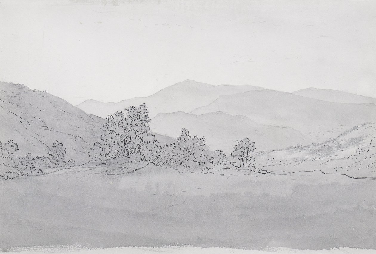 Llantysilio Dağı, Galler (kalem, mürekkep ve kağıt üzerinde yıkama) by John Glover