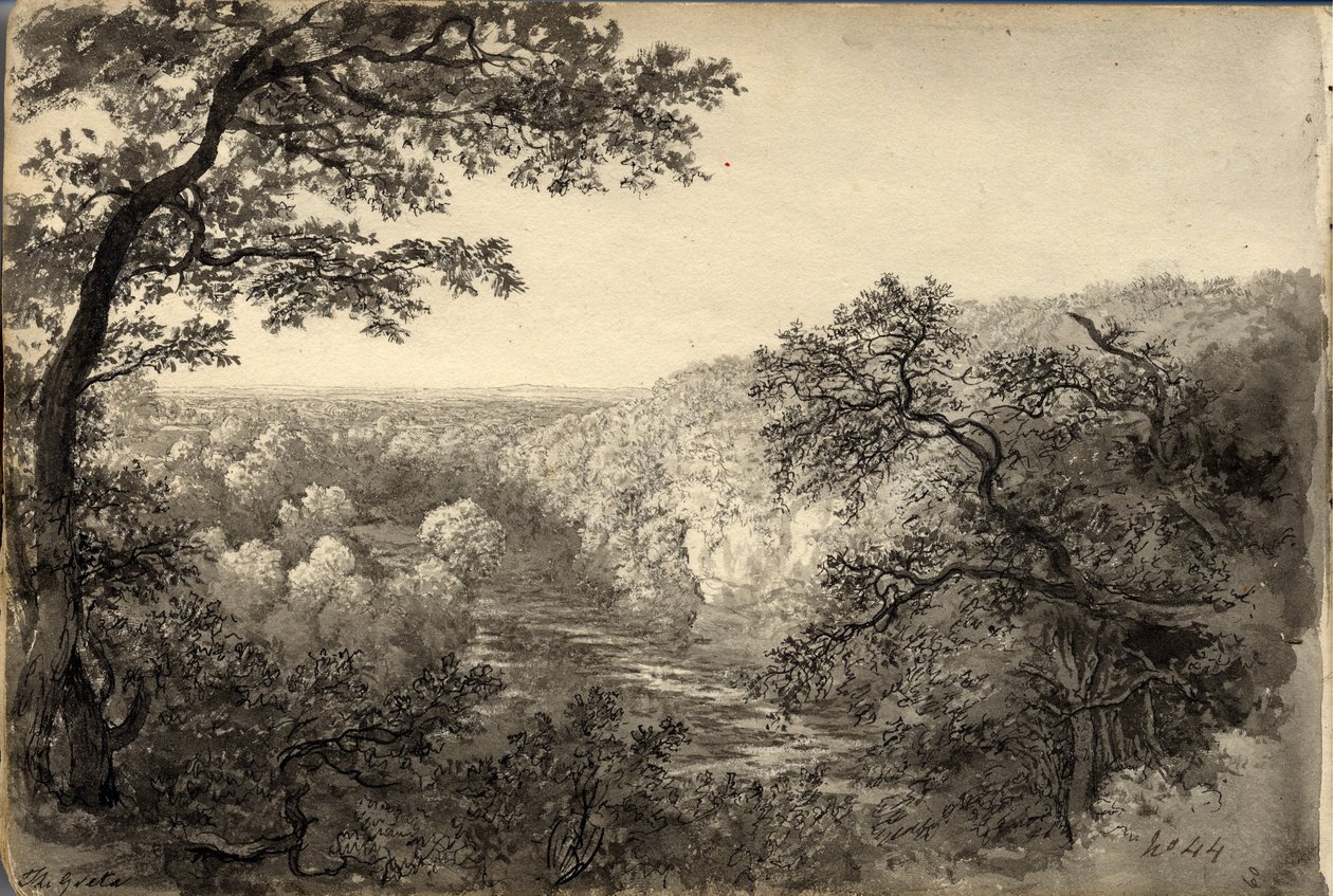 Greta (kağıt üzerinde mürekkep (siyah)) by John Glover