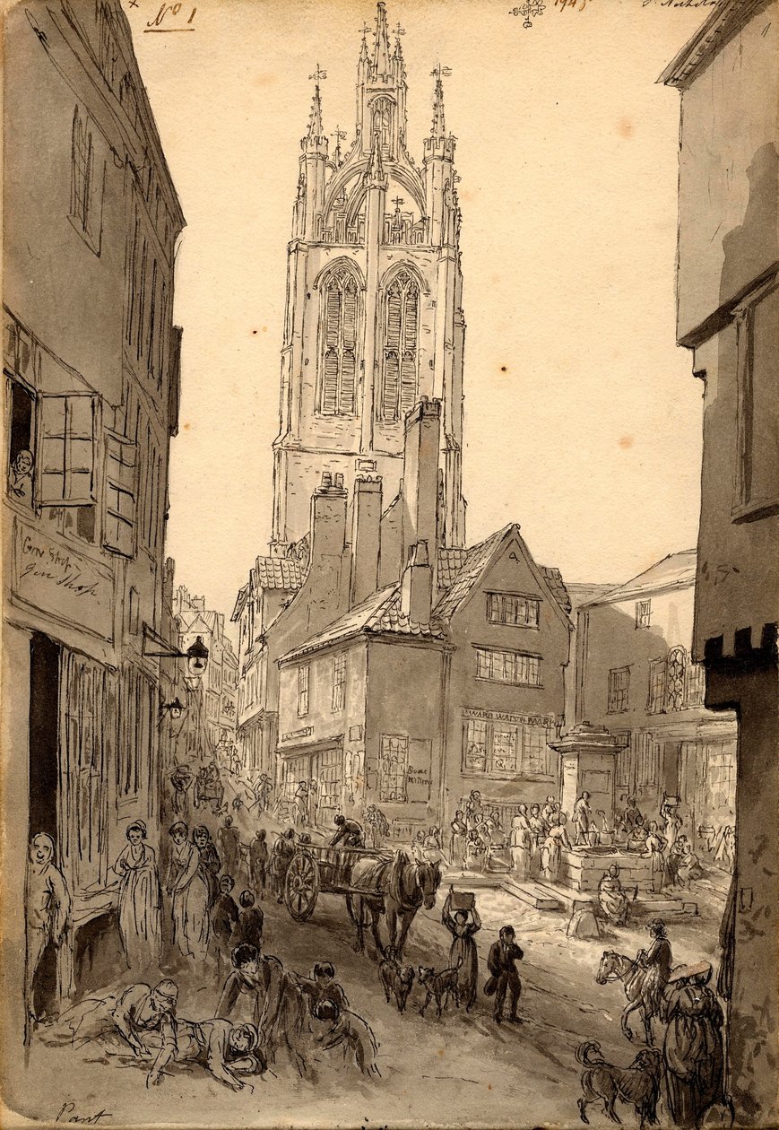 St. Nicholas Kilisesi, Newcastle yakınlarındaki Eski Cin Dükkanı by John Glover