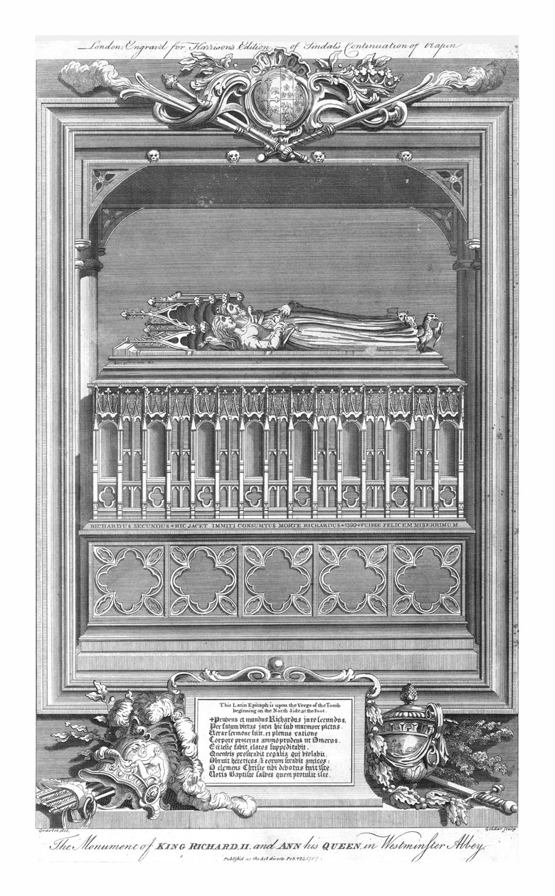 Kral Richard II Anıtı. ve Kraliçe Ann, 18. yüzyılın ortalarında Westminster Abbey