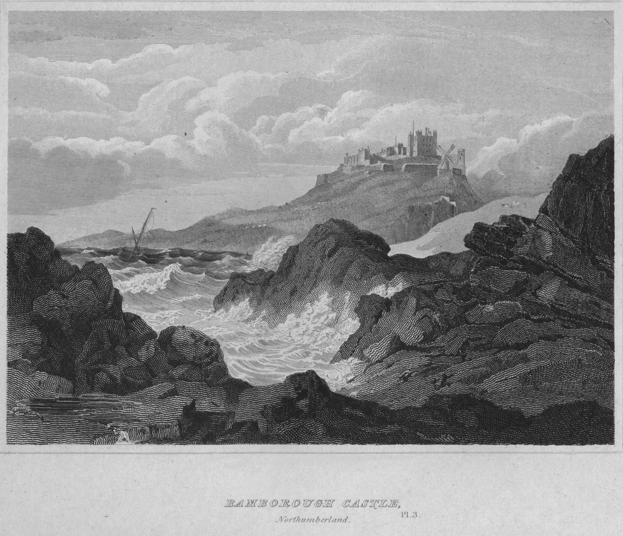 Bamburgh Kalesi, Northumberland, 1814 by John Greig