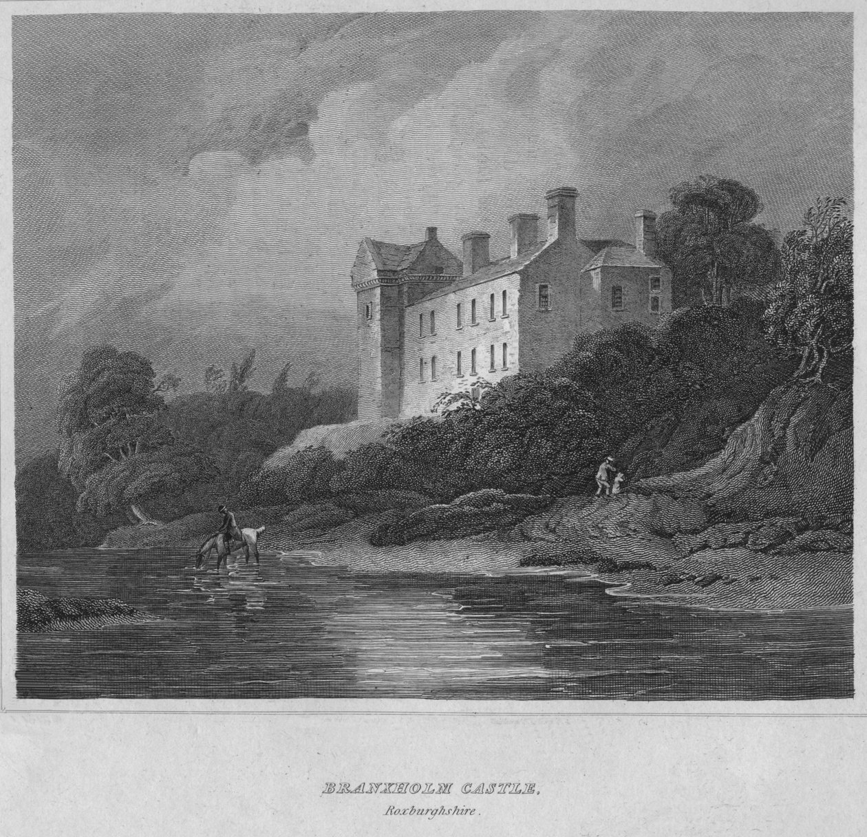 Branxholm Kalesi, Roxburghshire, 1814 by John Greig