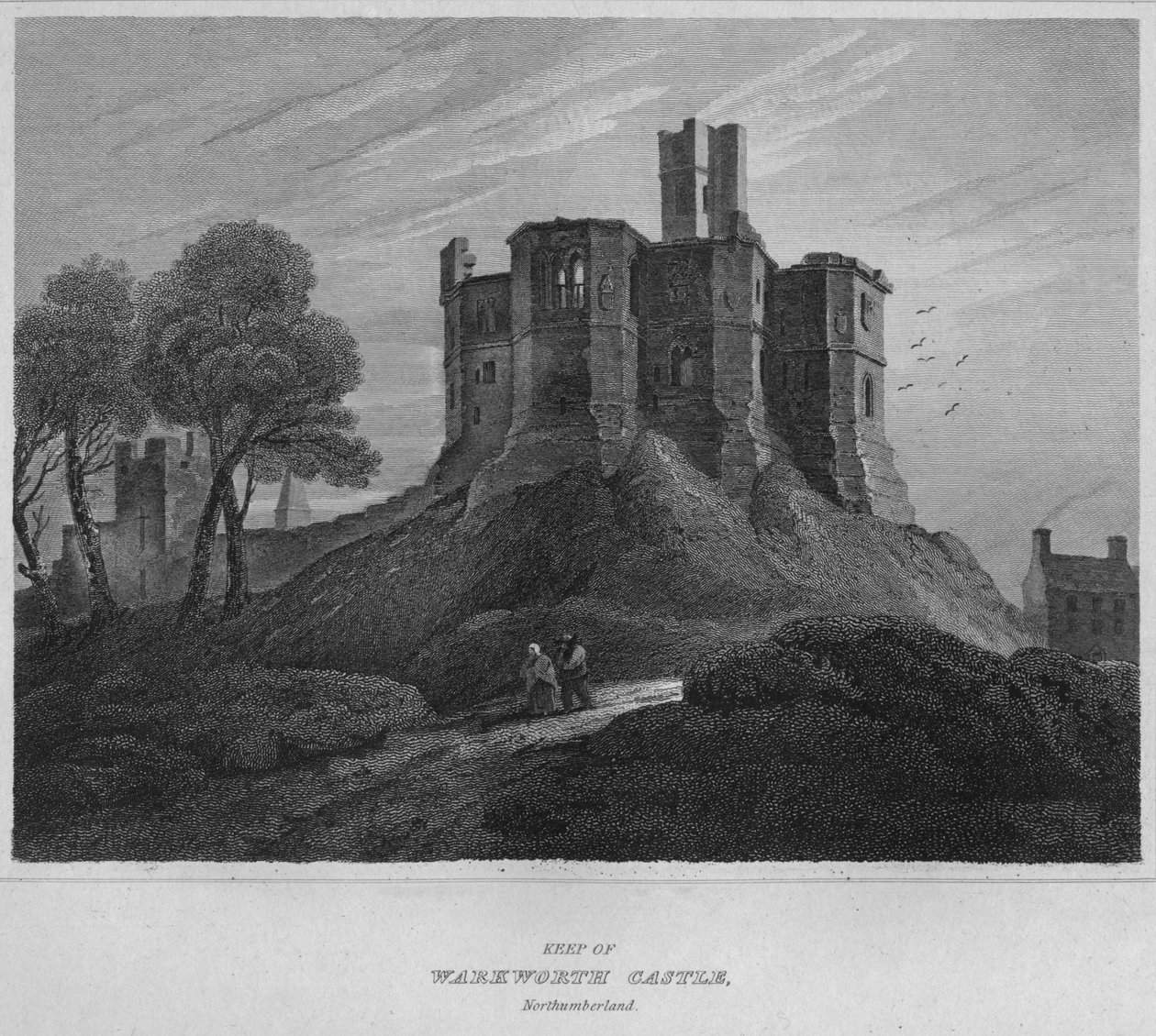 Warkworth Kalesi Kalesi, Northumberland, 1814 by John Greig