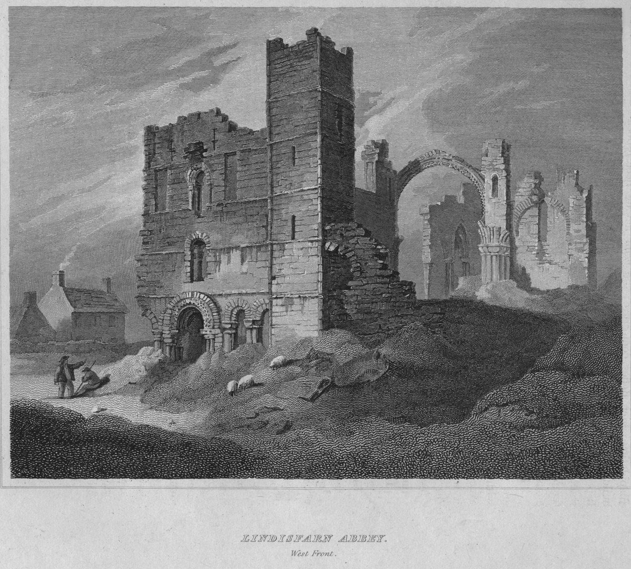 Lindisfarne Manastırı. Batı Cephesi, 1814 by John Greig