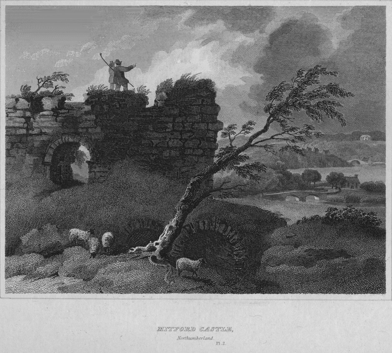 Mitford Kalesi, Northumberland, 1814 by John Greig