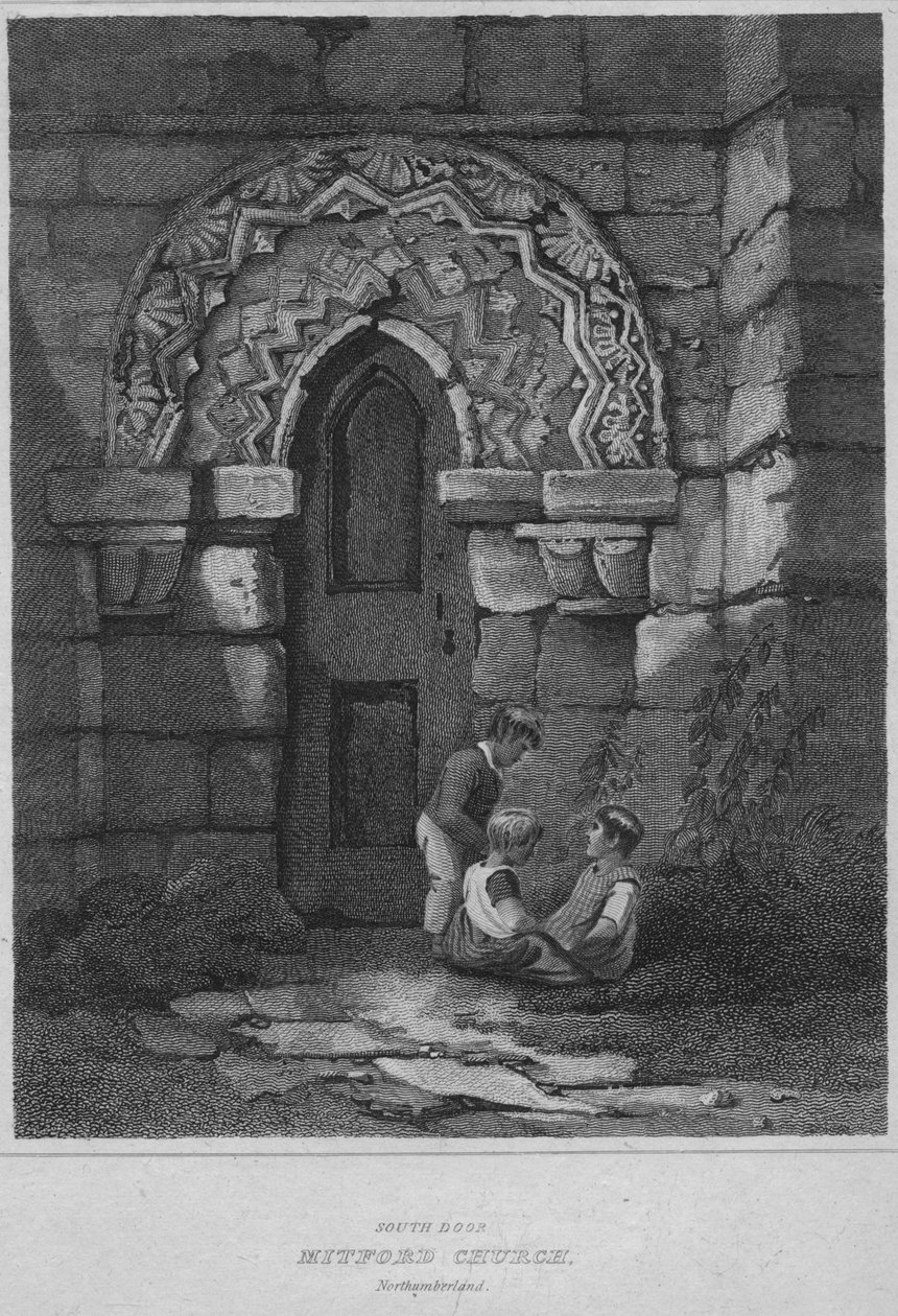 Güney Kapısı - Mitford Kilisesi, Northumberland, 1814 by John Greig