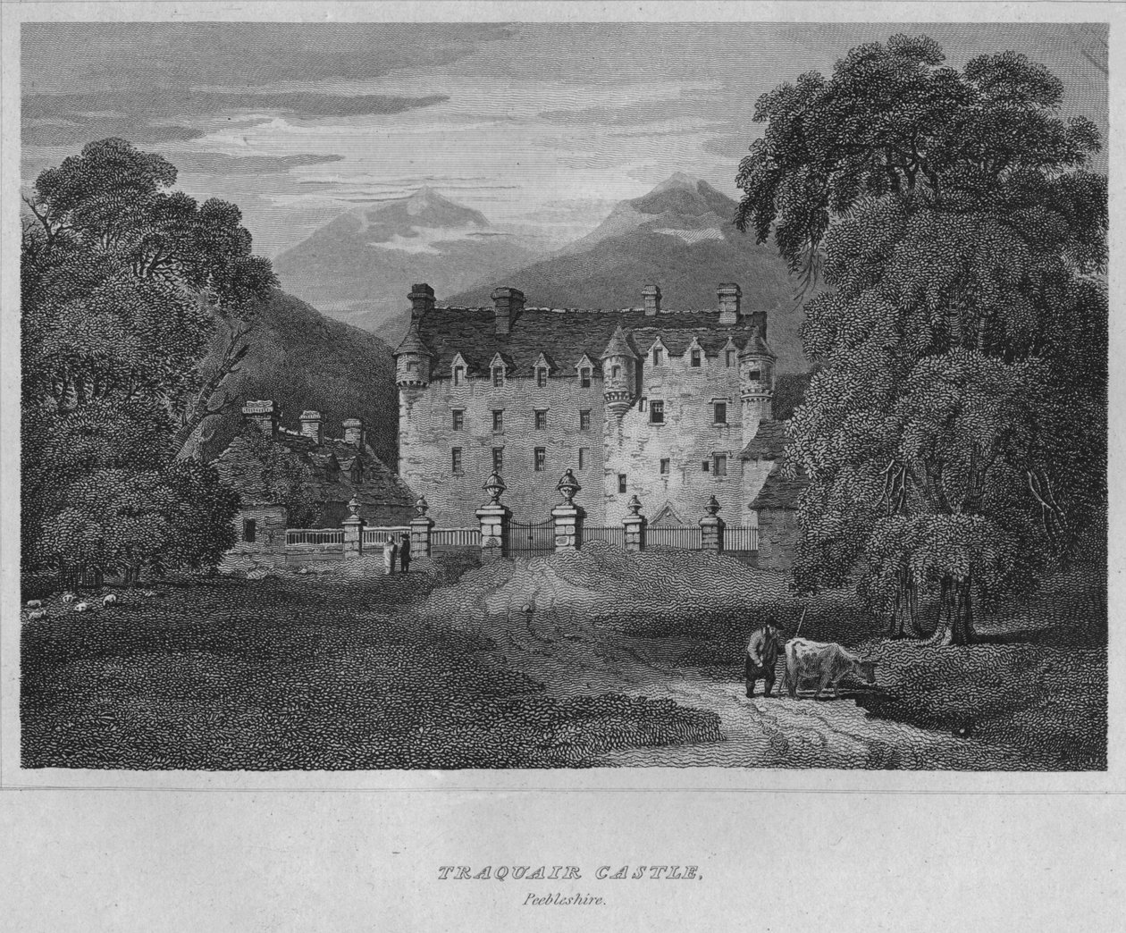 Traquair Kalesi, Peebleshire, 1814 by John Greig