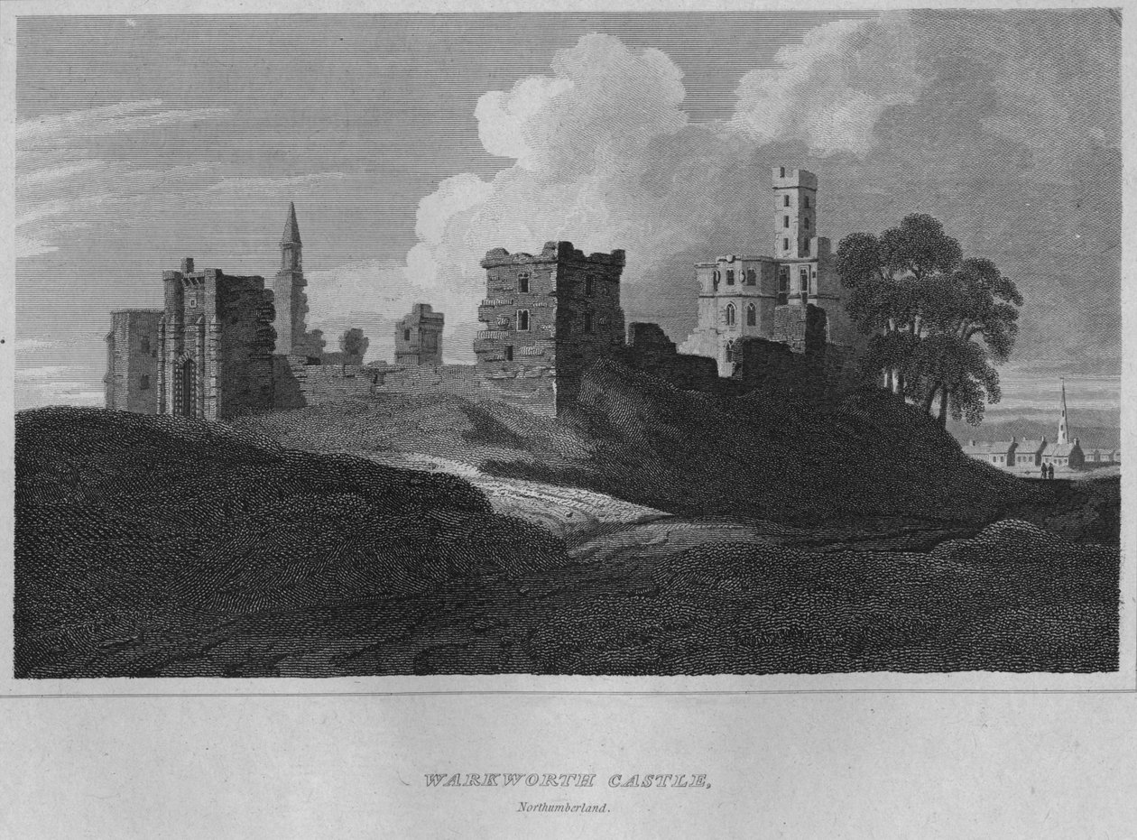 Warkworth Kalesi, Northumberland, 1814 by John Greig
