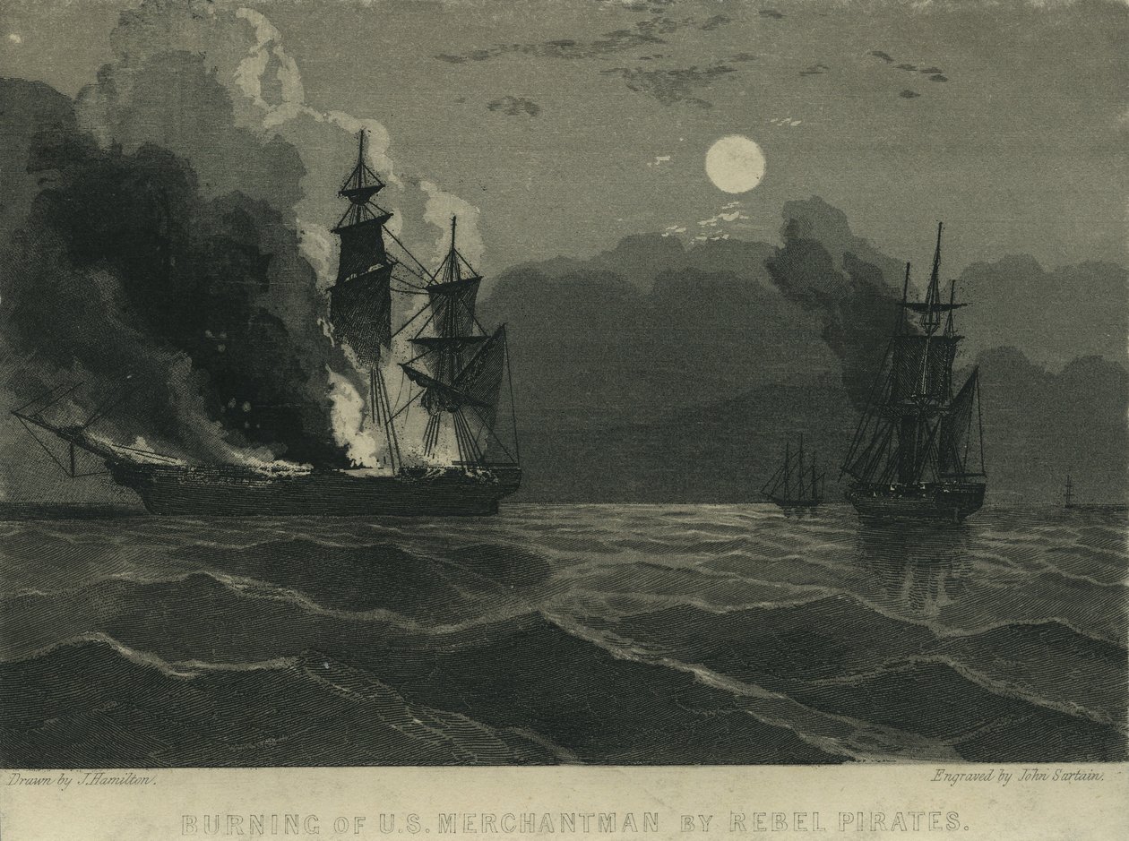 ABD Tüccarının Asi Korsanlar tarafından yakılması, 1865 by John Hamilton