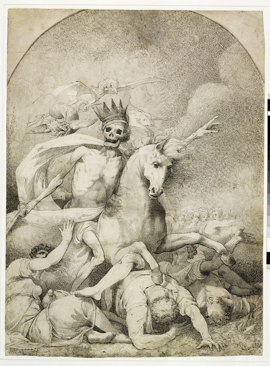 Soluk Atta Ölüm, c.1775 (dokuma kağıt üzerine kalem ve siyah mürekkep) by John Hamilton Mortimer