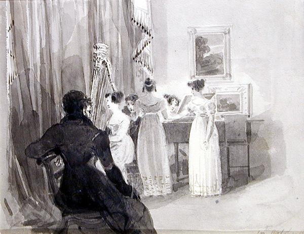 Müzikli Bir Akşam (kağıt üzerine mürekkep) by John Harden