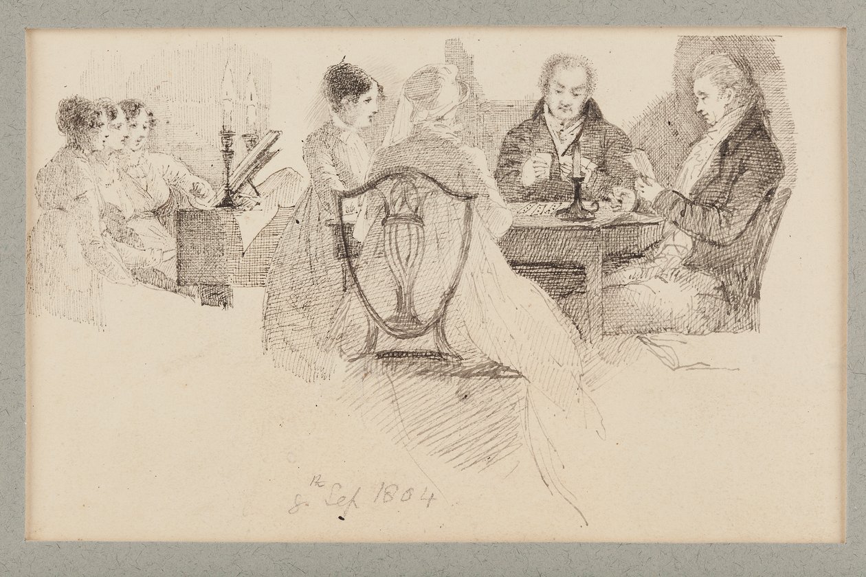 Bir Akşam Eğlencesi, 1804 (kağıt üzerinde kalem ve mürekkep) by John Harden