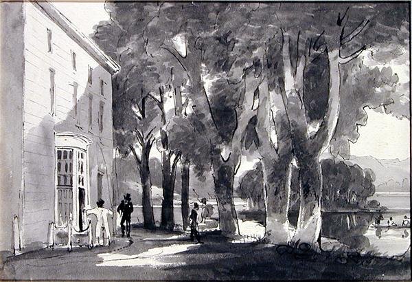 Brathay Hall (kağıt üzerinde kalem ve mürekkep yıkama) by John Harden
