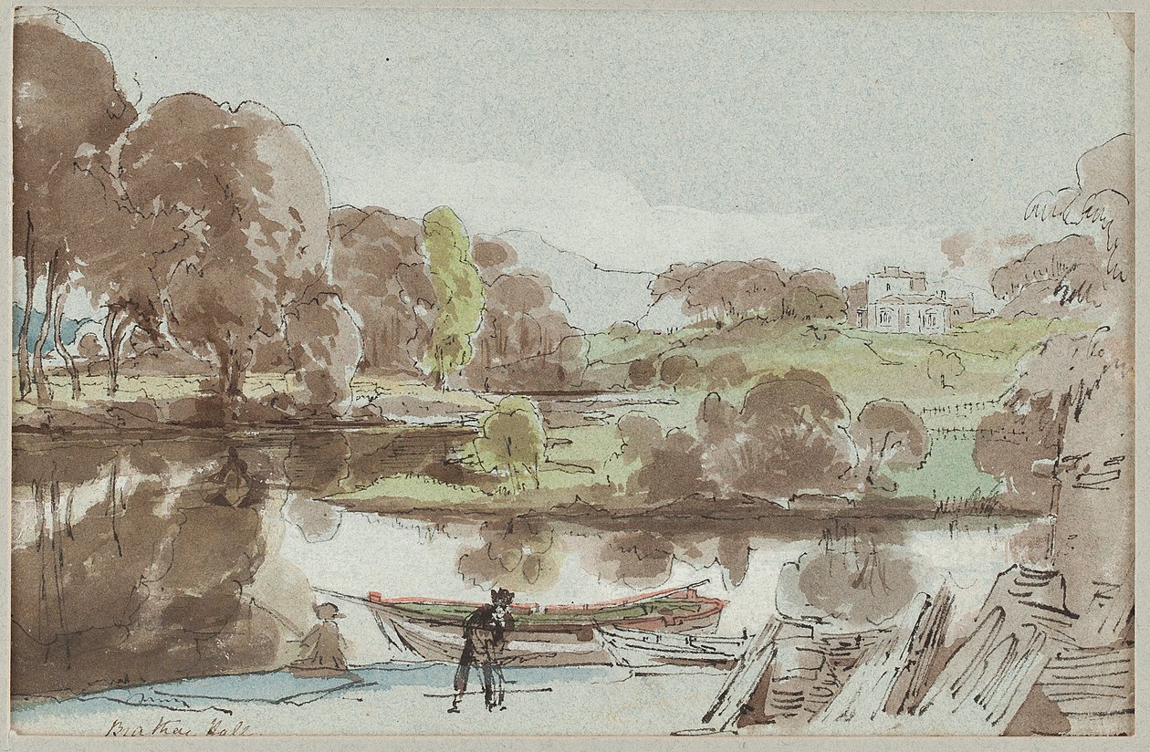Doğudan Brathay Hall, Lake District, Cumbria, 1810 (kağıt üzerinde wc) by John Harden