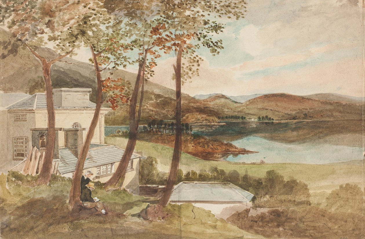Hall ve Windermere, Lake District, Cumbria (kağıt üzerinde wc) by John Harden